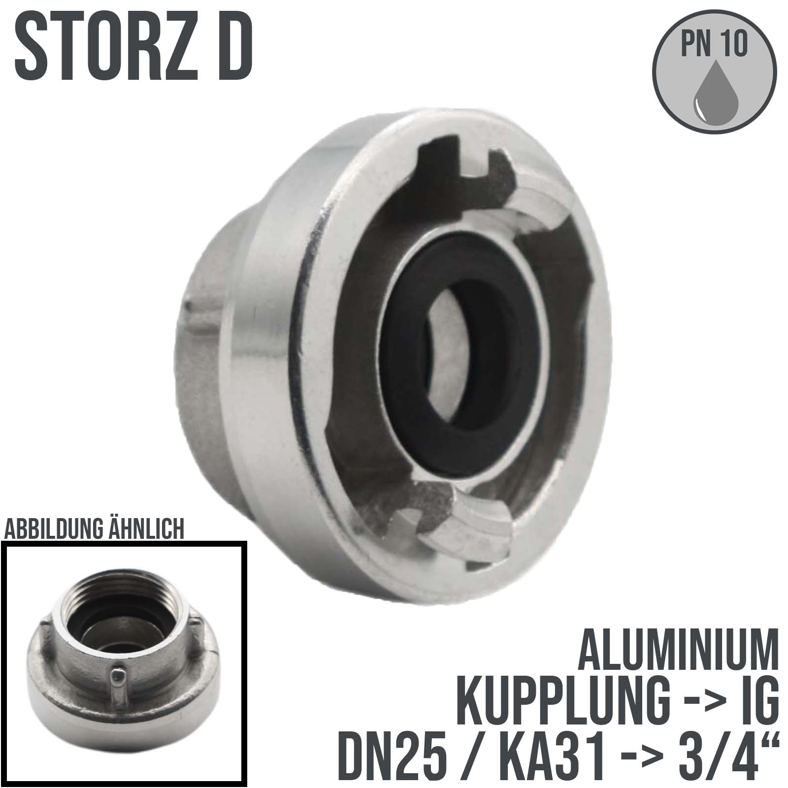 STORZ D DN25 KA31 Kupplung Innengewinde IG 3/4" Saug Bau Feuerwehr Schlauch Aluminium - PN 16 bar