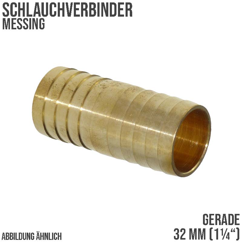 32 mm - 1 1/4" Zoll gerader Schlauch Verbinder Verteiler Tülle Kupplung Reparatur Messing PN 10 bar