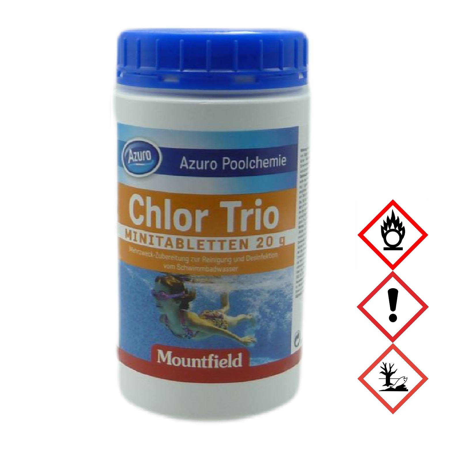 Azuro Pool Chlor Tabletten Tabs Desinfektion Trio Multifunktion (20g) - 0,9kg