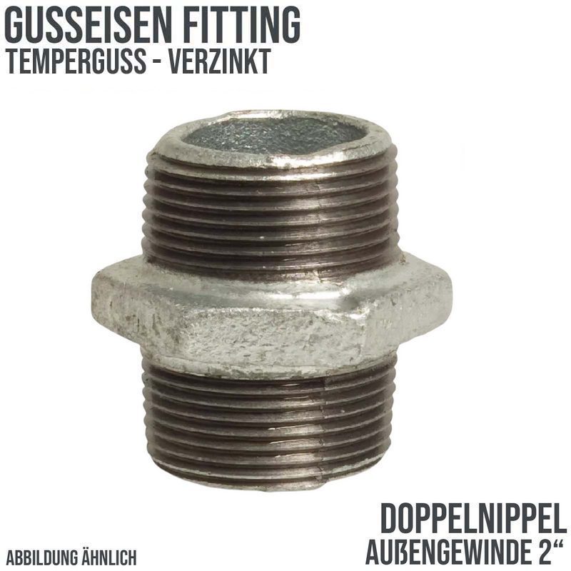 2" Gusseisen Temperguss Fitting Doppelnippel Nr. 280 Außengewinde AG DVGW PN 25 bar