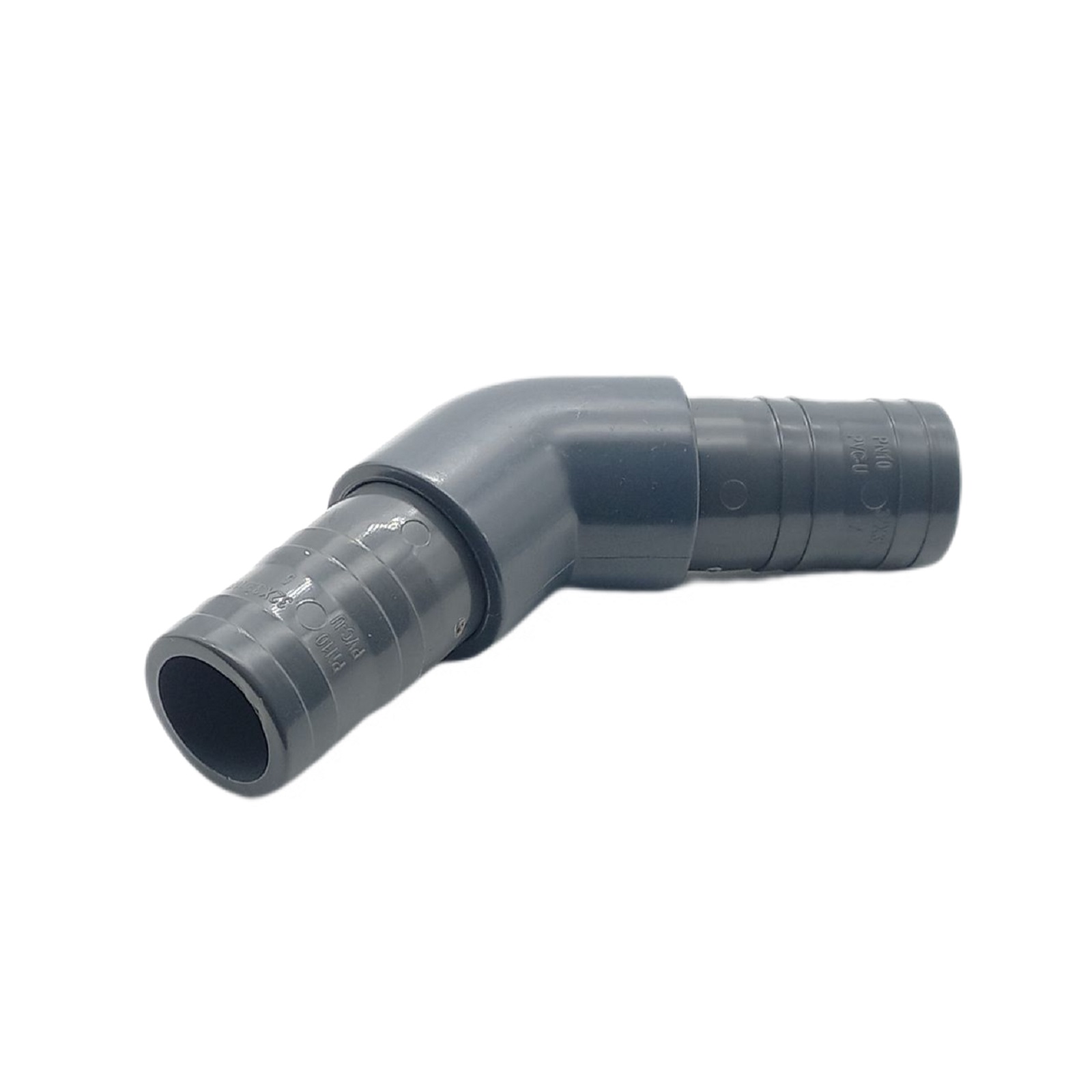 40 mm PVC PROFI Winkel 45° Schlauch Verbinder Stutzen Tülle Pool Teich Garten - PN 10 bar