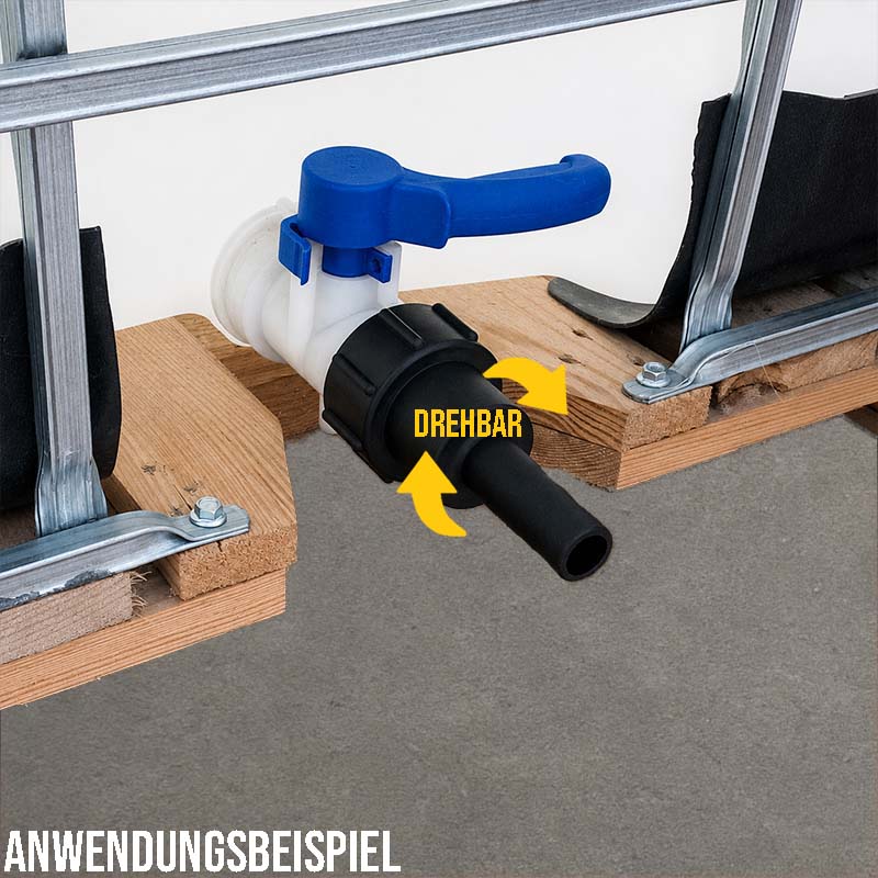 S60 x 6 IBC Adapter Tülle Stutzen drehbar 1 1/2" (38 mm) Container Fass Tank Zubehör PN 10 bar
