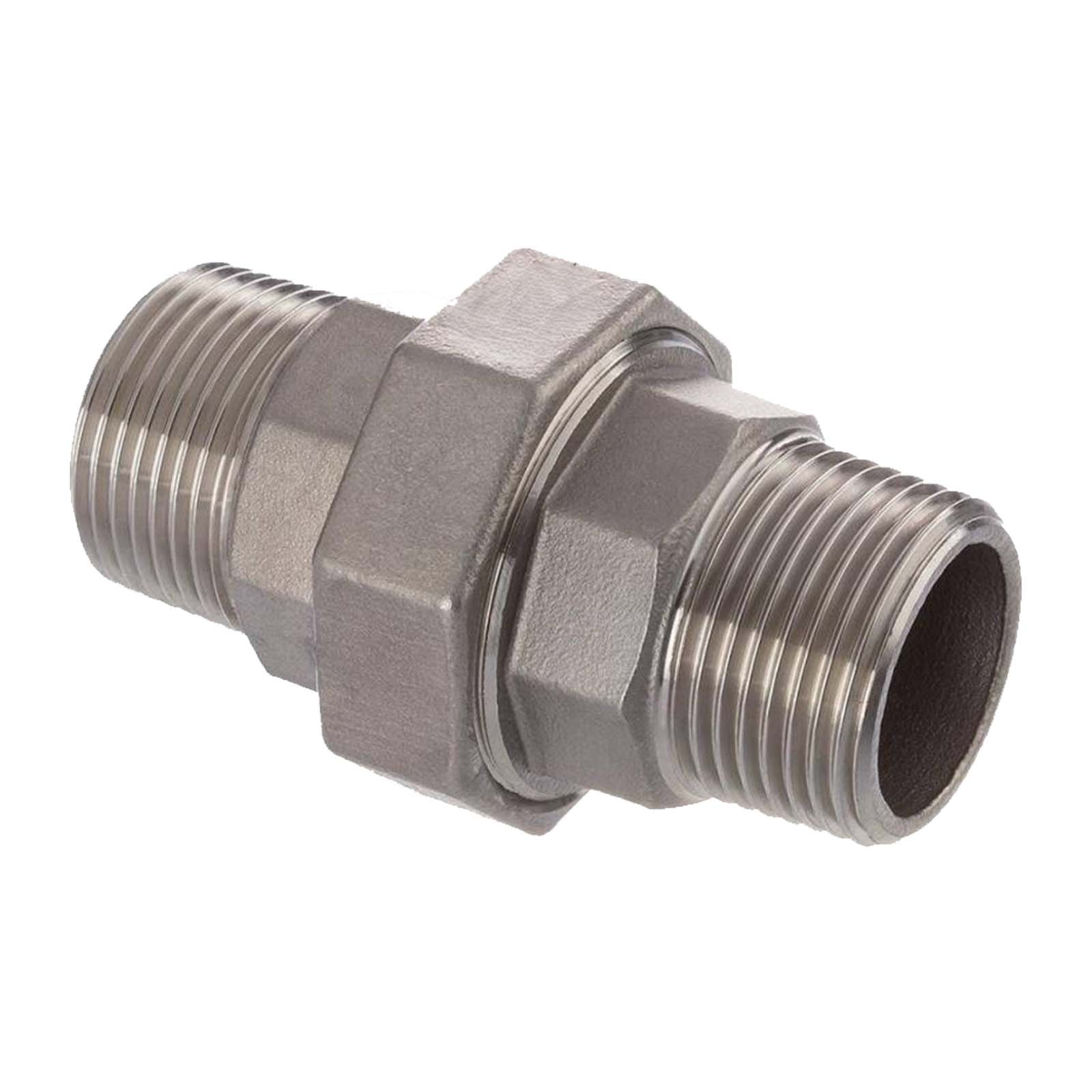 2" Edelstahl Fitting V4A AISI 316 Verschraubung Außen x Außengewinde AG flach dichtend - PN 16 bar