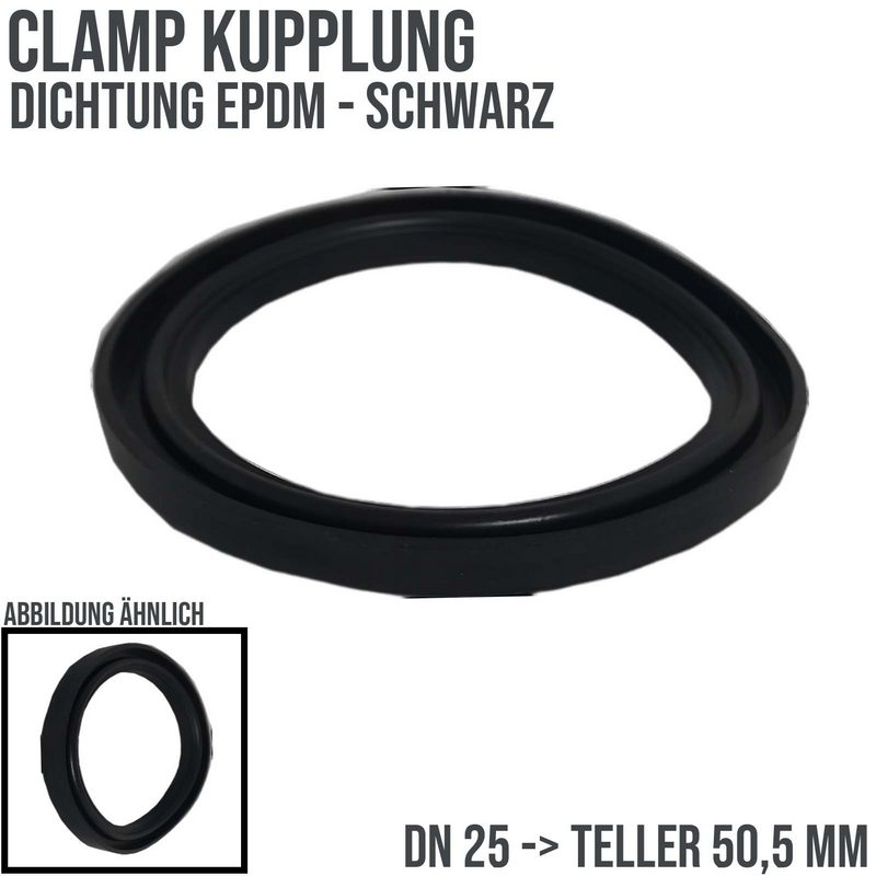 DN 25 CLAMP Kupplung 50,5 mm Dichtung EPDM FDA - schwarz