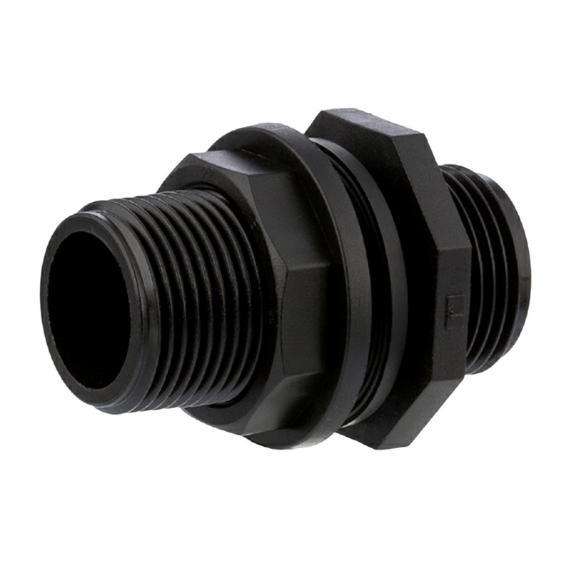 3/4" PP Tank Regen Tonnen Durchführung Connector 2-fach Außengewinde  - PN 10 bar