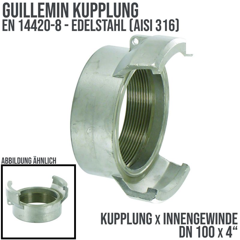 DN 100 Guillemin Kupplung BSPP Innengewinde IG 4" Edelstahl AISI 316 - PN 16 bar