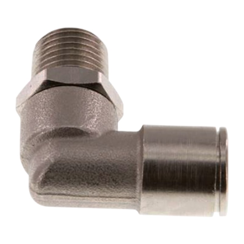 4 mm x 1/8" Pneumatik Steck Verbinder Winkel 90° kurz IQS MSV Messing Außengewinde konisch - PN 16 bar