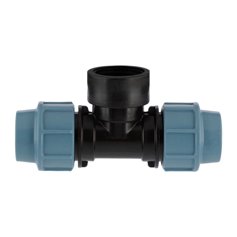 40 mm x 1" PE PP Fitting Klemm Verbinder Verschraubung Rohr T-Stück 90° x IG DVGW - Unidelta