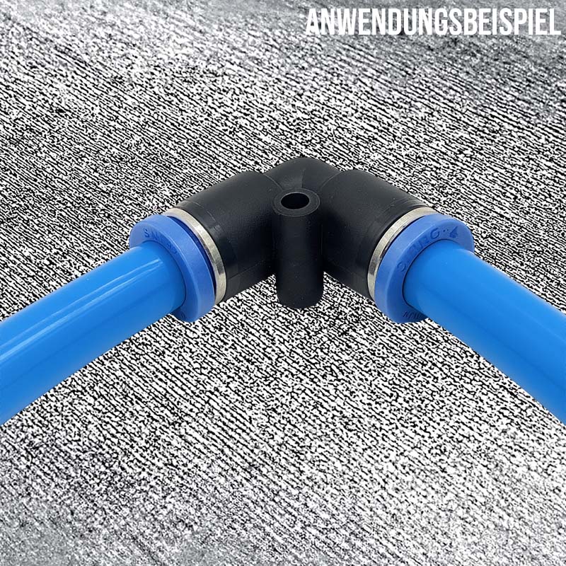 16 mm Pneumatik Steck Verbinder IQS Winkel 90° blau/schwarz PA PU Schlauch - PN 20 bar