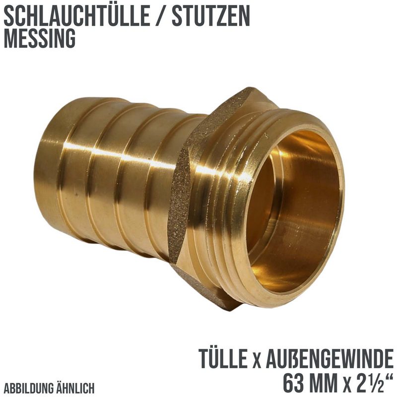 63 mm x 2 1/2" Zoll Zoll Schlauch Tülle Stutzen Außengewinde AG Nippel Messing Fittings - PN 30 bar