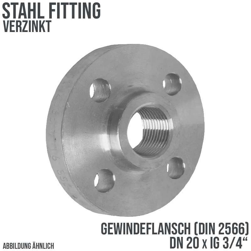 DN 20 x 3/4" Gewinde Flansch Innengewinde IG Stahl verzinkt DIN 2566 - PN 16 bar