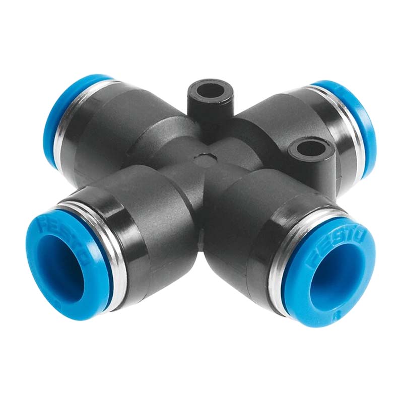 10 mm Pneumatik Schnell Steck Verbinder QS Kreuz blau/schwarz QS-4 (153034) - PN 14 bar