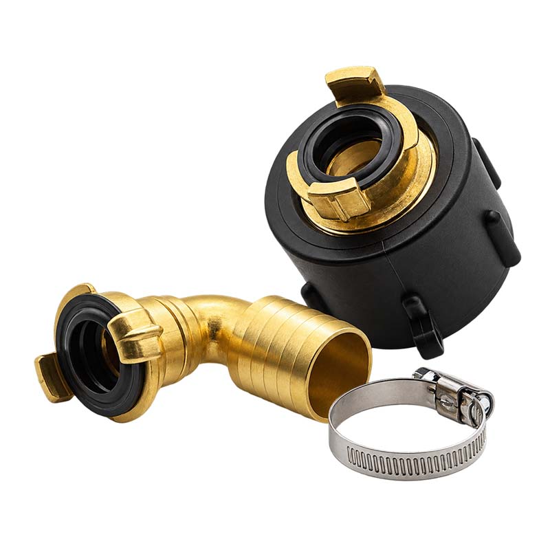 S60 x 6 IBC Adapter auf Schnellanschluss + 90° Kupplung drehbar 1 1/4" 32mm Container Tank Zubehör (GEKA kompatibel)