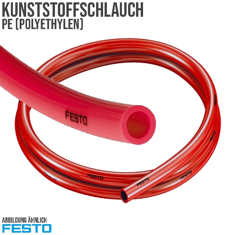 16 x 12 mm PE Kunststoff Pneumatik Druckluft Wasser Schlauch PLN KTW-A W270 rot (558121212) - PN 14 bar