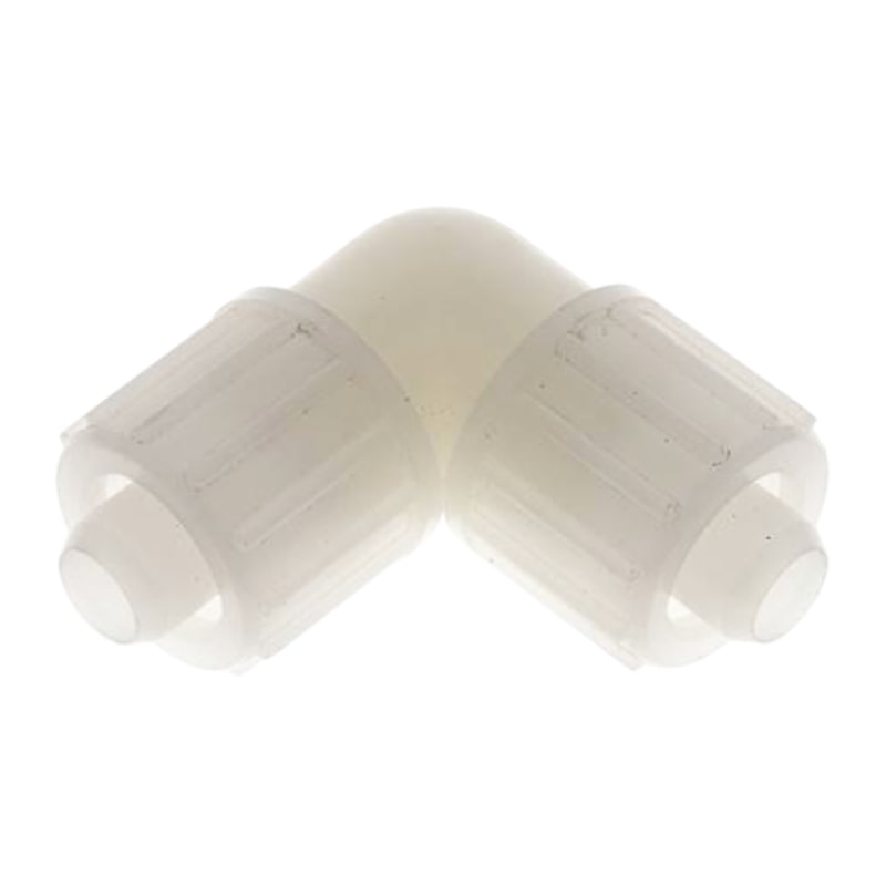 12 x 6 mm Winkel 90° TX Fitting Gewebe Schlauch Verbinder FDA PVDF weiß - PN 10 bar