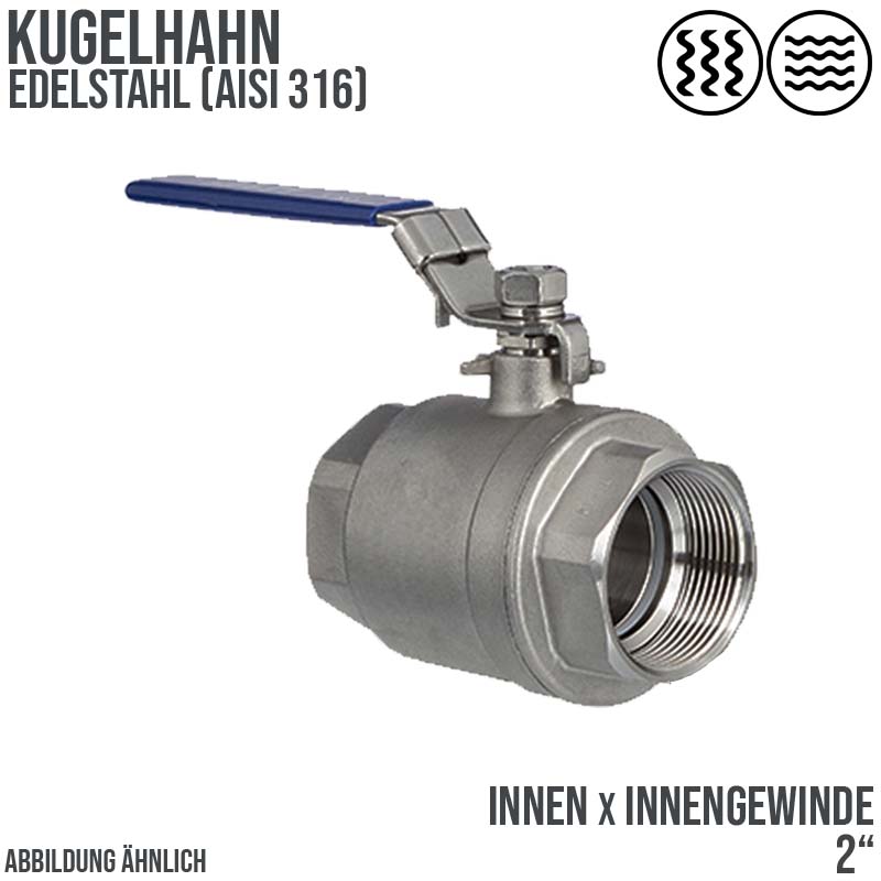 2" DN50 Kugelhahn voller Durchgang Edelstahl AISI 316  Innen x Innengewinde - PN 64 bar