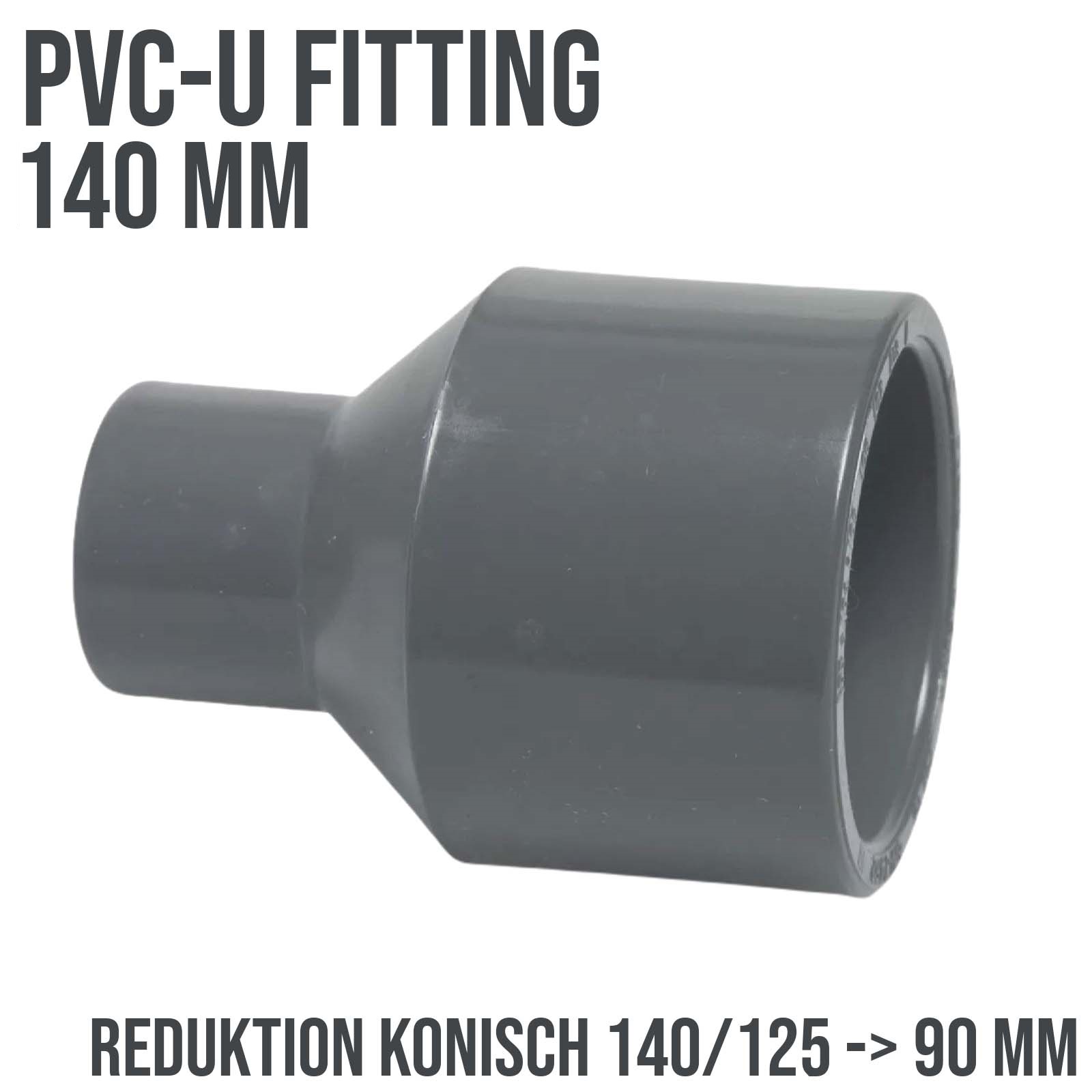 140 x 125 x 90 mm PVC Klebe Fitting Reduktion Reduzierer konisch Muffe Verbinder - PN 16 bar