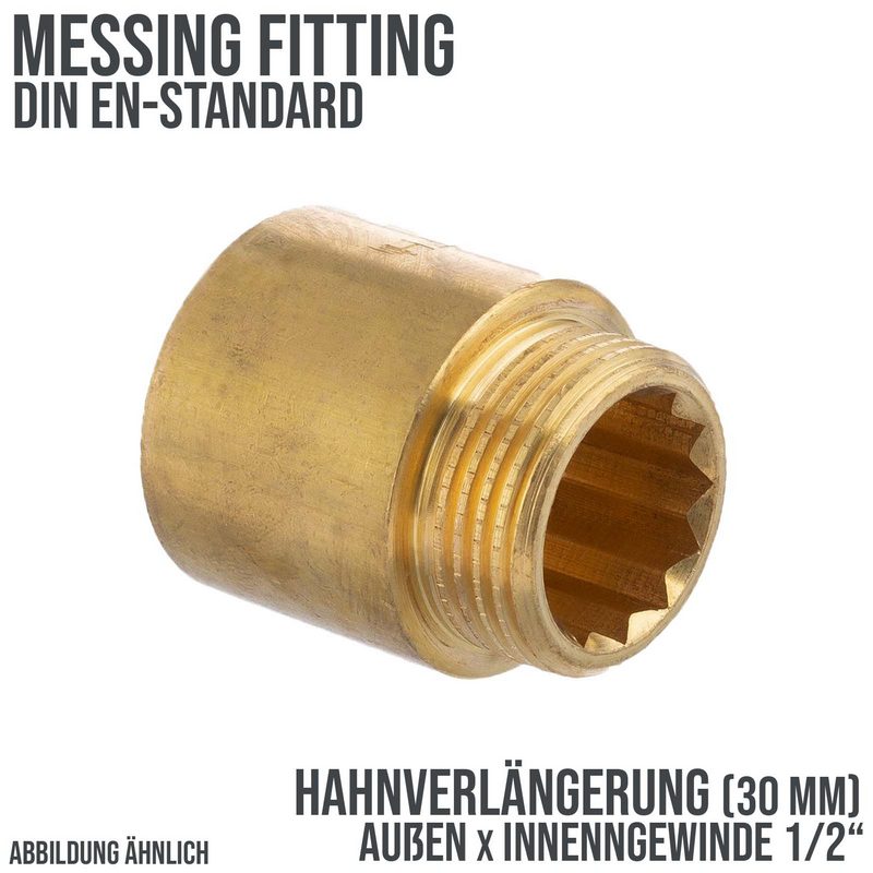1/2" Hahnverlängerung Nr. 230 - 30 mm Außen x Innengewinde AG x IG Messing Fittings PN 30 bar