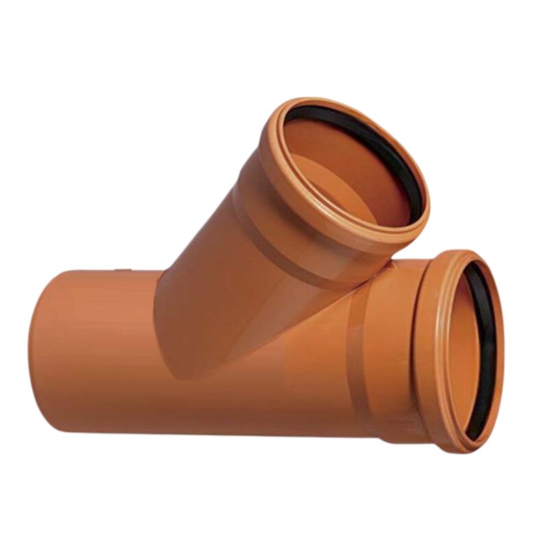 200 x 160 mm PVC T-Stück 45° red. Abzweig Abfluß Abwasser HT KG Rohr SN4 Steckmuffe x Stutzen rostbraun