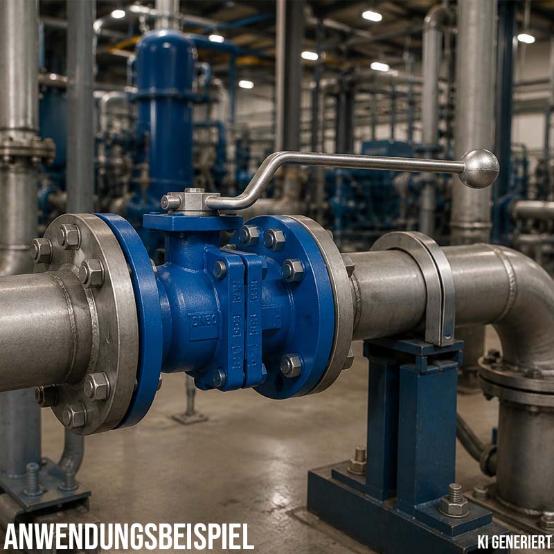 DN 32 Flansch Kugelhahn 2-teilig Gussgehäuse Kugel Messing DVGW Gas - PN 40 bar