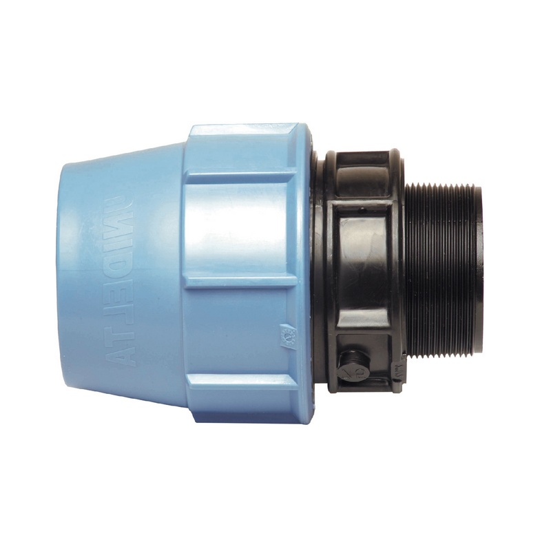 75 mm x 3" PE PP Fitting Klemm Verbinder Verschraubung Muffe Rohr Kupplung x AG DVGW - Unidelta