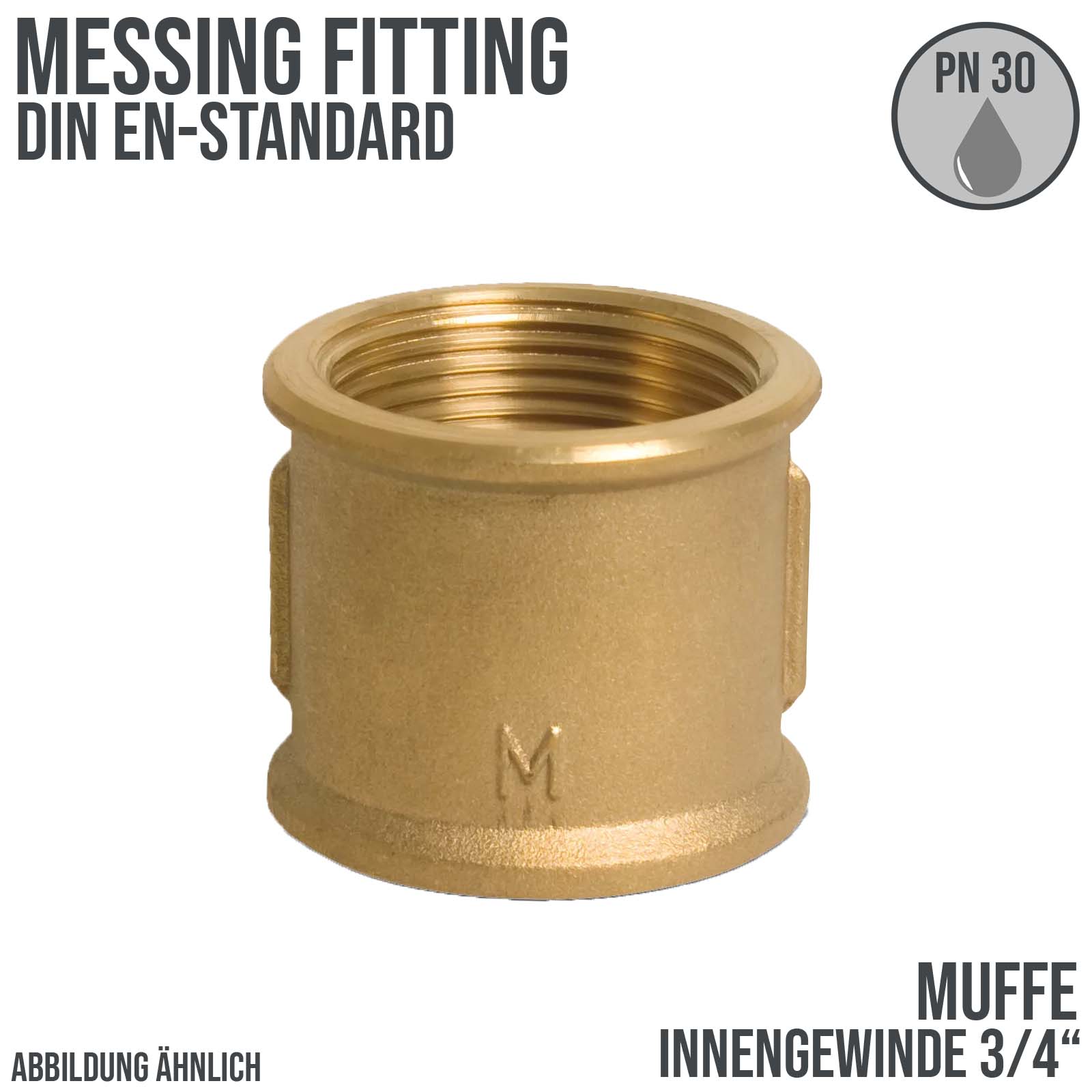3/4" Muffe Innen x Innengewinde IG Messing Fittings PN 30 bar
