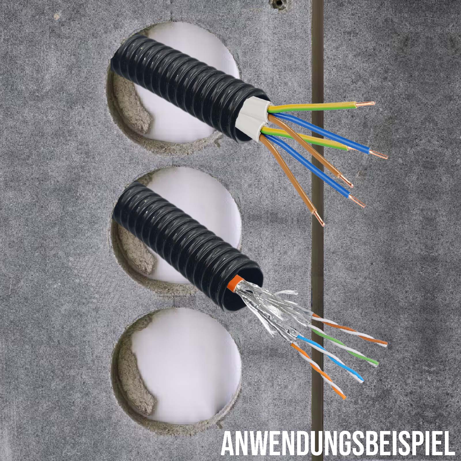 38 mm 1 1/2" Zoll PVC Kabel Schutz Leer Spiral Schlauch Rohr Leitung Strom Wellrohr - 25 m