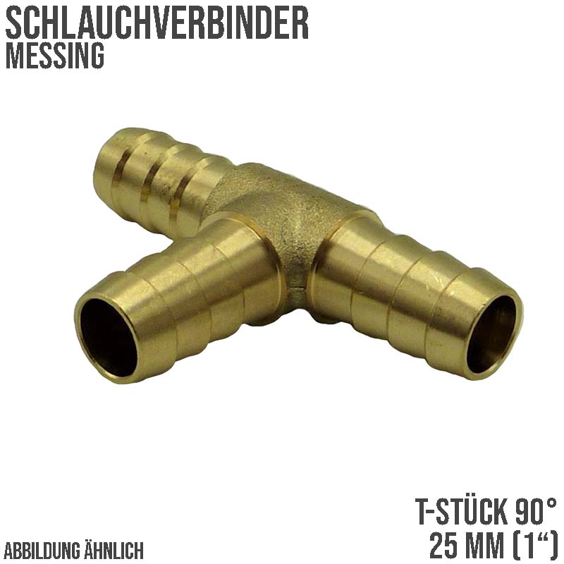 25 mm - 1 " Zoll T-Stück Schlauch Verbinder Verteiler Tülle Kupplung Reparatur Messing PN 10 bar