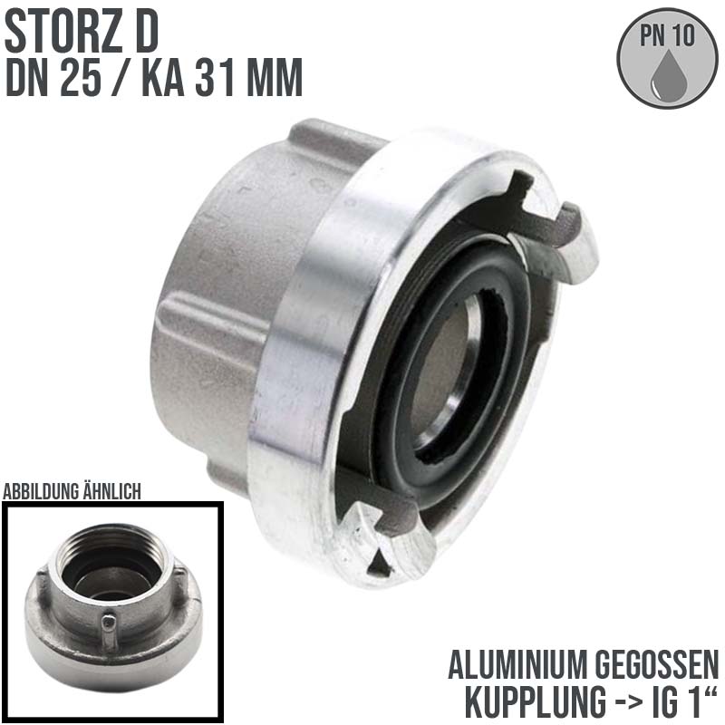STORZ D DN 25 KA 31 Kupplung Innengewinde IG 1" Saug Bau Feuerwehr Schlauch Aluminium - PN 10 bar