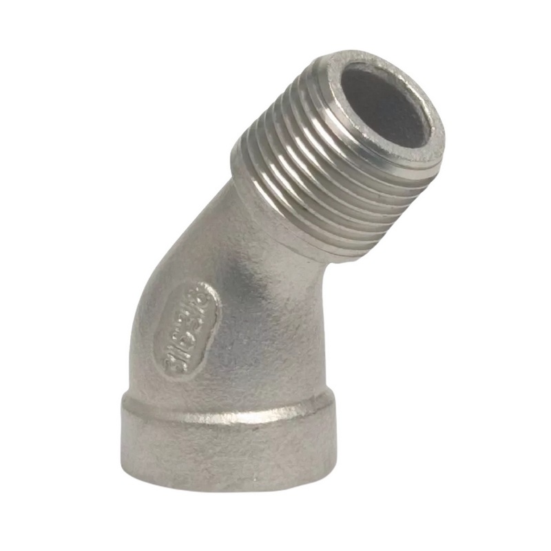 1/4" Edelstahl Fitting V4A AISI 316 Nr. 121 - Winkel 45° Innen x Außengewinde IG x AG - PN 10 bar