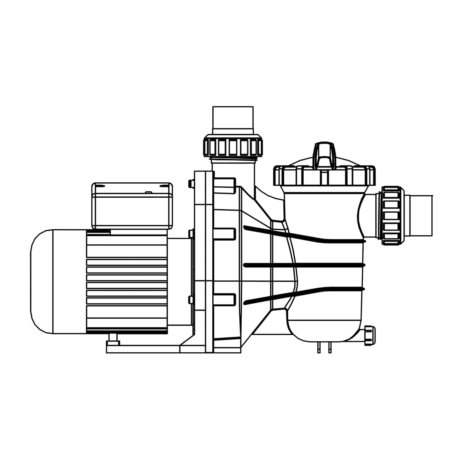 Schwimmbad Pool Pumpe SS075 3,5A 230VAC 50 mm 1 1/2" Anschluss Klebe Muffe RCD Stecker schwarz