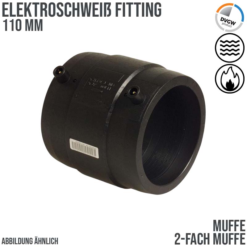 110 mm PE 100 Elektro Schweiß Fitting Muffe SDR 11 DVGW 24 VAC schwarz