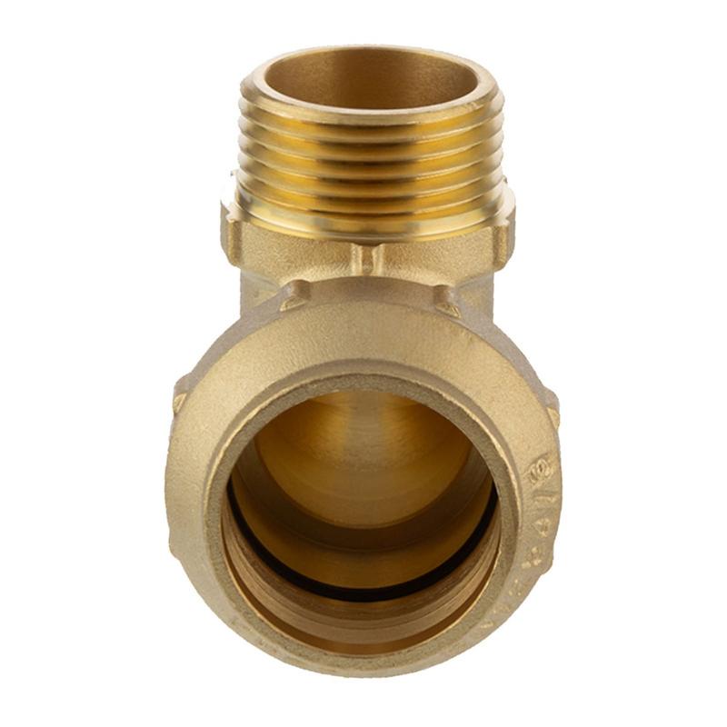 63 mm x 2" PE Fitting Klemm Verbinder Messing Verschraubung Muffe Winkel 90° x AG DVGW - PN 16 bar