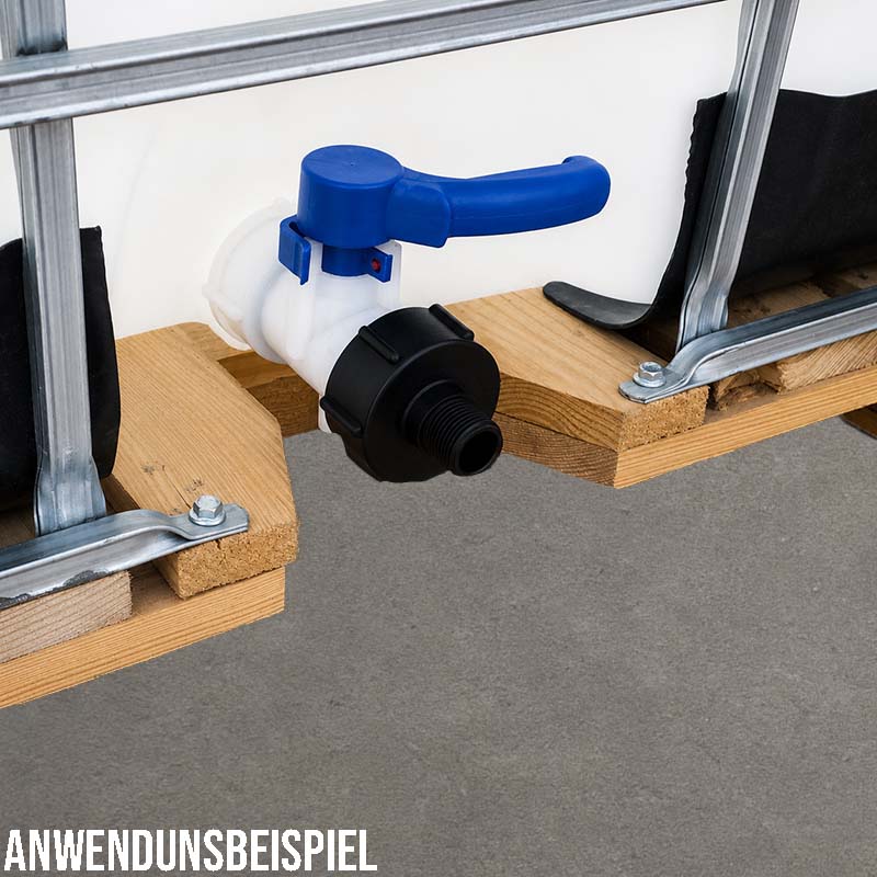 S60 x 6 IBC Adapter mit Außengewinde AG 3/4" Container Fass Tank Zubehör PN10 bar