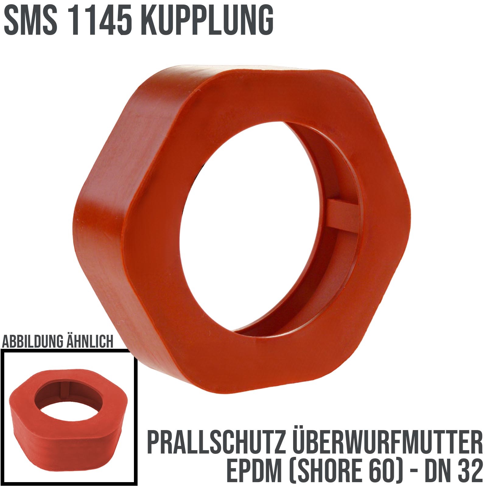 DN 32 SMS Kupplung 1145 Prallschutz Überwurfmutter ÜWM Gummi EPDM - rot