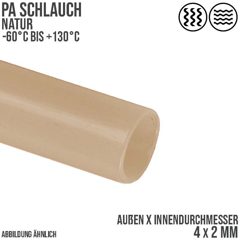 4 x 2 mm Polyamid PA Pneumatik Schlauch natur - PN 44 bar
