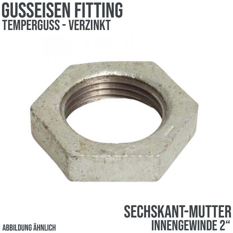 2" Gusseisen Temperguss Fitting Nr. 312 Sechskant-Mutter Innengewinde IG DVGW PN 25 bar