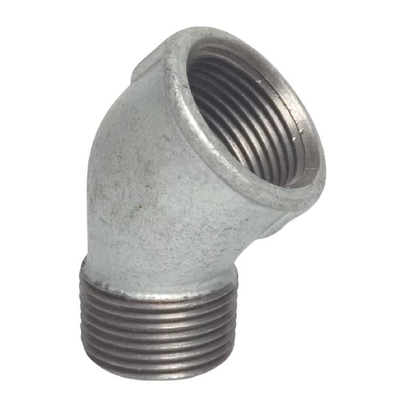 1/2" Gusseisen Temperguss Fitting Nr. 121 Winkel 45° Innen x Außengewinde IG x AG DVGW PN 25 bar