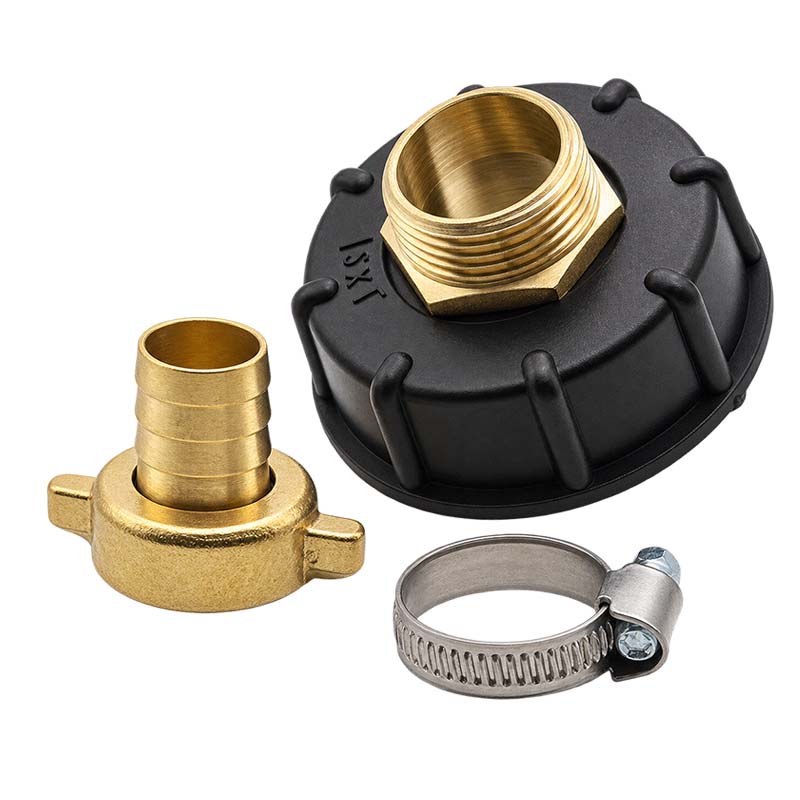S60 x 6 IBC Adapter auf 1" Doppelnippel + 2/3 Tülle 3/4" (19mm) Container Tank Zubehör