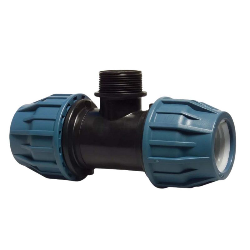 110 mm x 4" PE PP Fitting Klemm Verbinder Verschraubung Rohr T-Stück 90° x AG DVGW - PN 16 bar