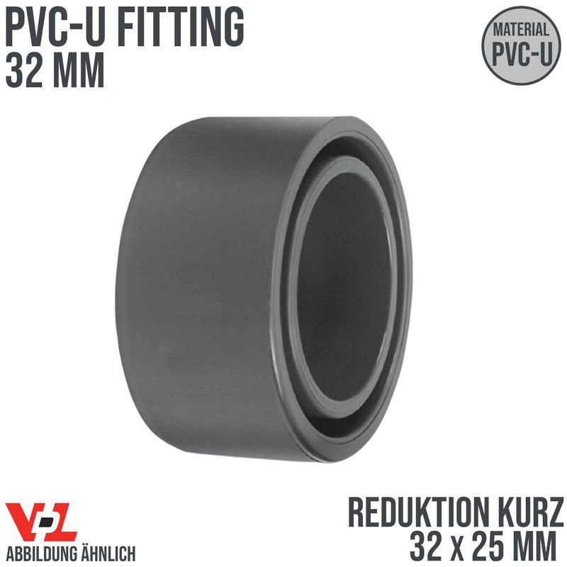 32 x 25 mm VDL PVC Klebe Fitting Reduktion kurz Muffe Verbinder - PN 16 bar