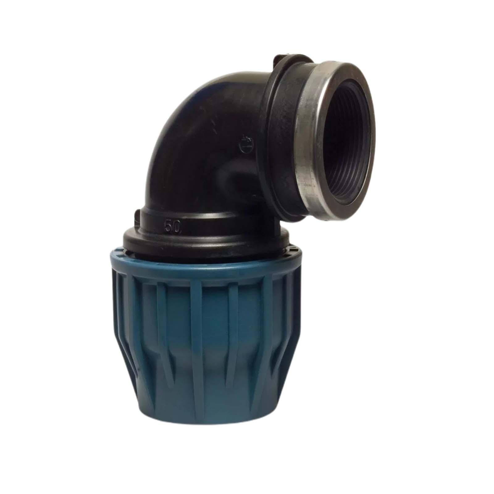 20 mm x 3/4" PE PP Fitting Klemm Verbinder Verschraubung Rohr Winkel 90° x IG DVGW - PN 16 bar 