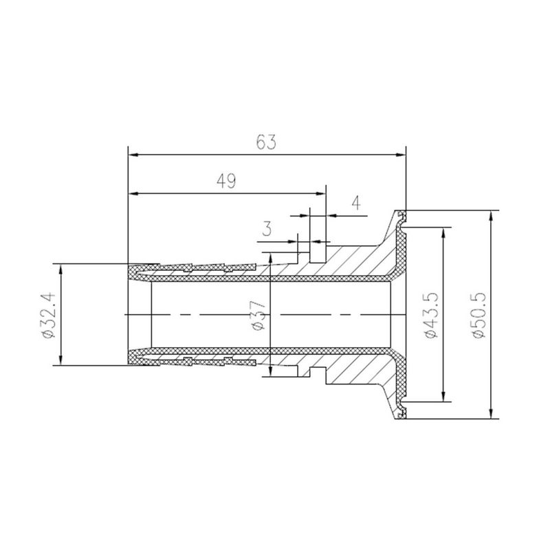 CLAMP Kupplung 50,5 mm Schlauch Rillen Stutzen Tülle PFA beschichtet 32 mm 1 1/4" - PN 16 bar