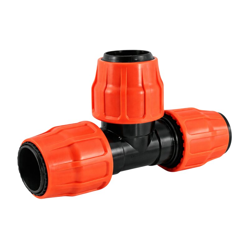 102 mm PE PP Fitting Layflat Klemm Verbinder T-Stück 90° Kupplung Flach Schlauch - PN 6 bar