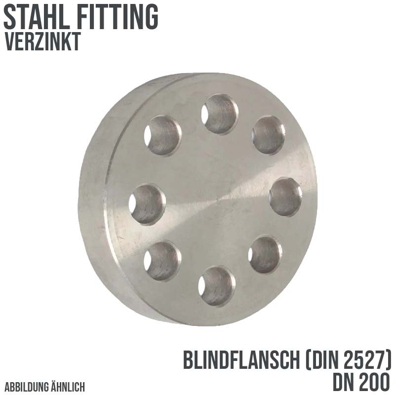 DN 200 Blind Flansch Stumpfschweißung Stahl verzinkt DIN 2527 - PN 16 bar