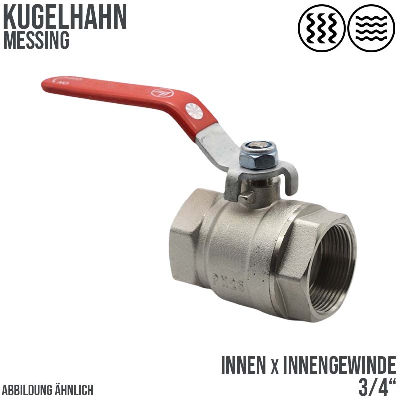 3/4" DN 19 Kugelhahn voller Durchgang Messing Innen x Innengewinde - PN 25 bar
