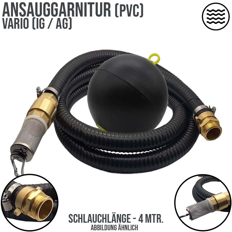 32 mm 1 1/4" Zoll Ansaug Saug Schlauch Pumpen Garnitur schwimmende Entnahme schwarz - 4 m