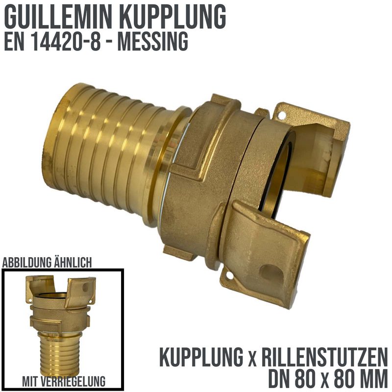 DN 80 Guillemin Kupplung Verriegelung Rillen Stutzen Tülle 81 mm Sicherungsbund Messing - PN 16 bar