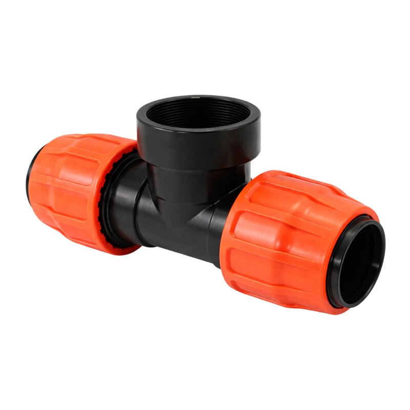 102 mm x 4" PE PP Fitting Layflat Klemm Verbinder T-Stück 90° x Außengewinde AG Flach Schlauch - PN 6 bar
