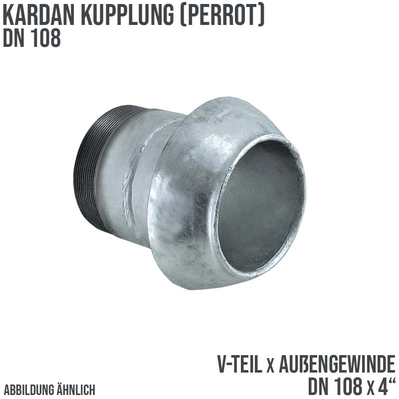 DN 108 Kardan Perrot Kupplung V-Teil mit Außengewinde 4" Zoll Gülle Schlamm Schlauch
